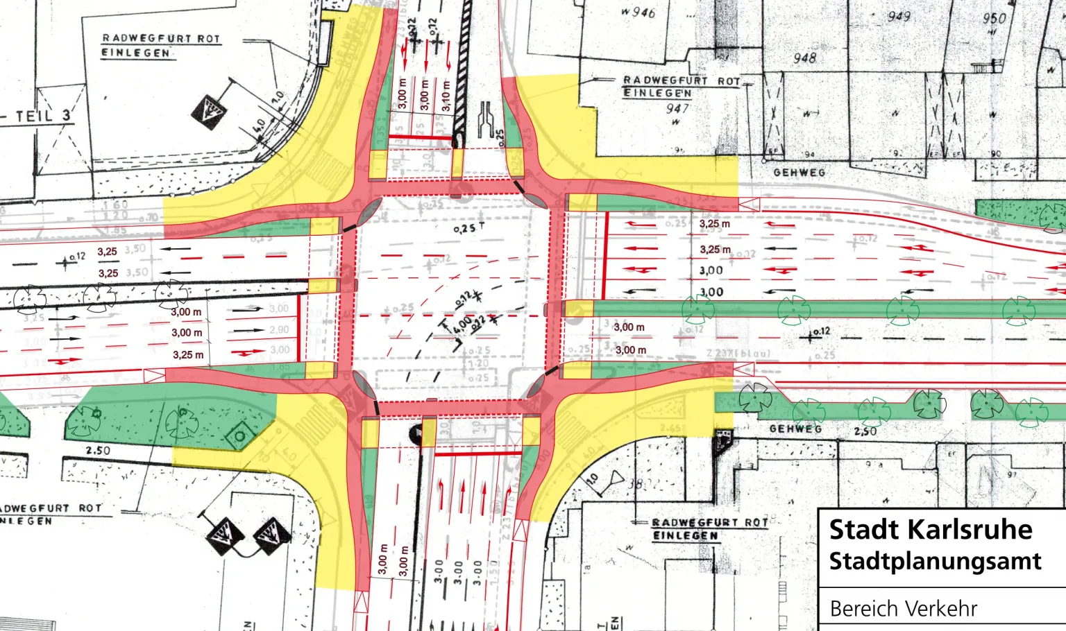 Ausschnitt aus der Entwurfszeichnung des Stadtplanungsamts für eine niederländische Kreuzungsform